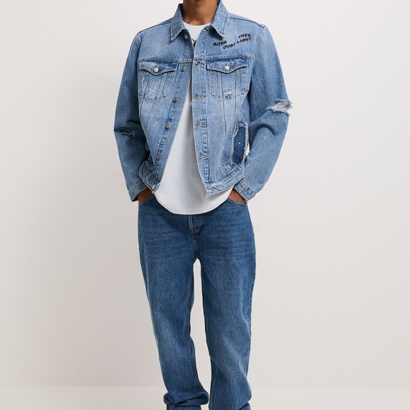 Zara Printed Critical Thinker Denim Jacket, Size S - Picture 2 of 16